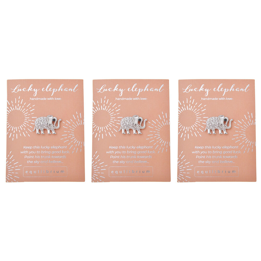 3PK Gibson Gifts Equilibrium Silver Pin/Brooch - Lucky Elephant