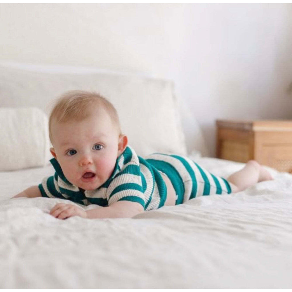 Ponchik Cotton Shorts Peacock Speckle Stripe Knit Size 3-6m