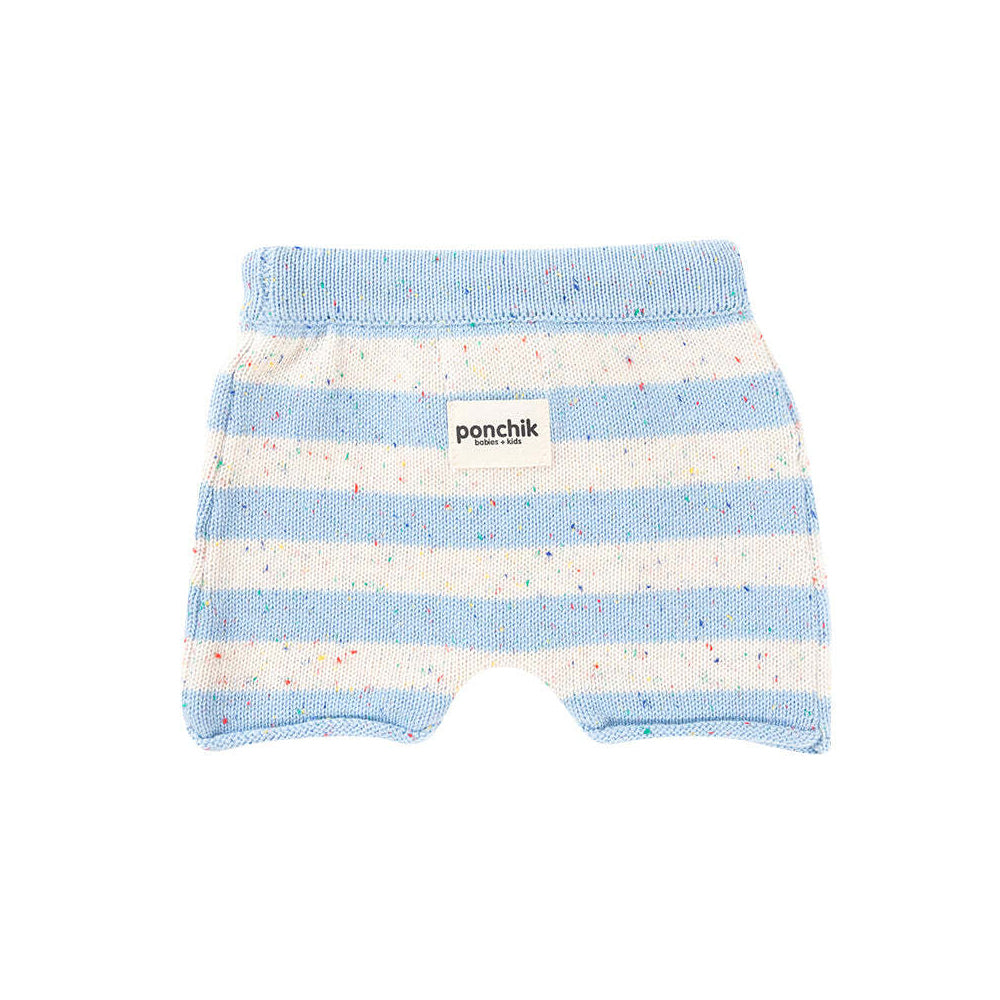 Ponchik Cotton Shorts Ocean Speckle Stripe Knit Size 0-3m