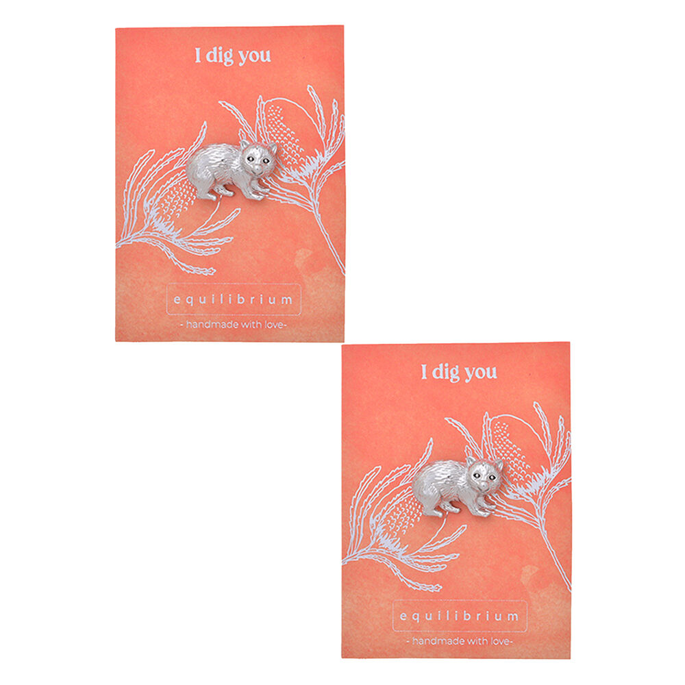 2PK Gibson Gifts Equilibrium Silver Aust Fauna Pin Brooch Wombat Jewellery
