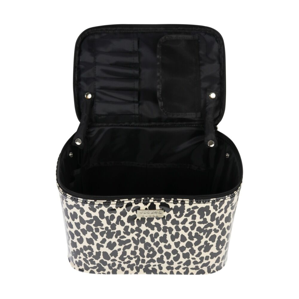 Wicked Sista Ocelot Large Beauty Case Compartments Waterproof Makeup Bag Black