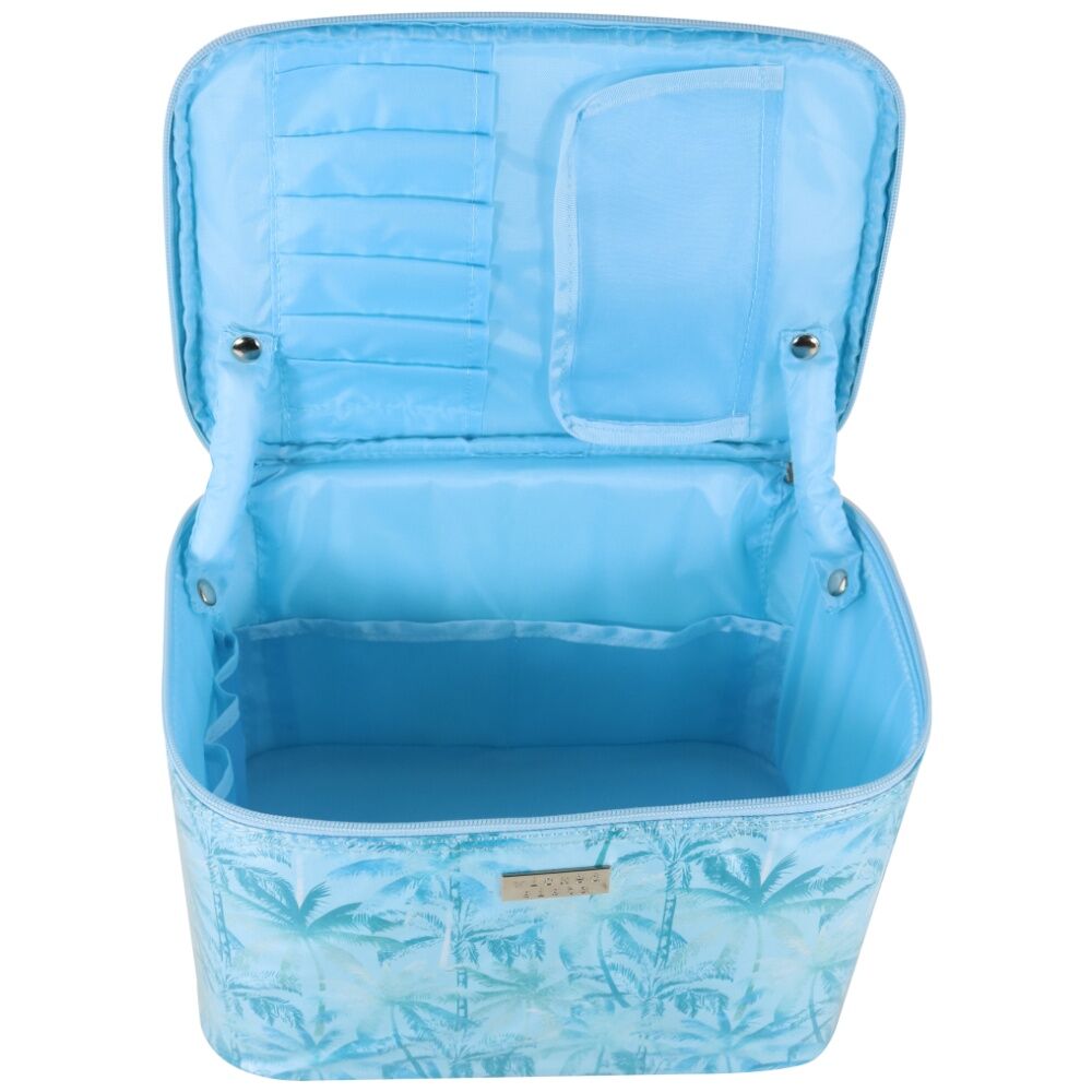 Wicked Sista Forest Palms Large Beauty Case Waterproof Makeup Bag Blue