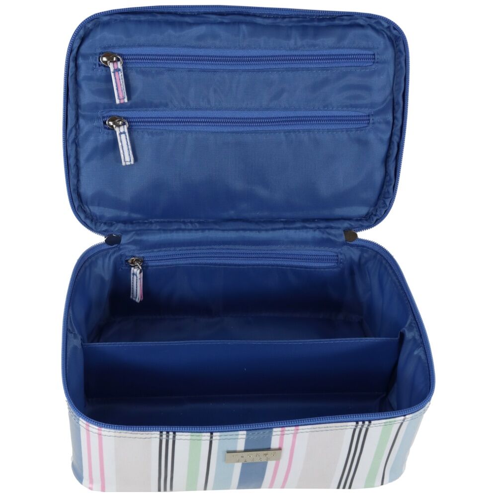 Wicked Sista Anderson Stripe Beauty Case Waterproof Makeup Bag Blue