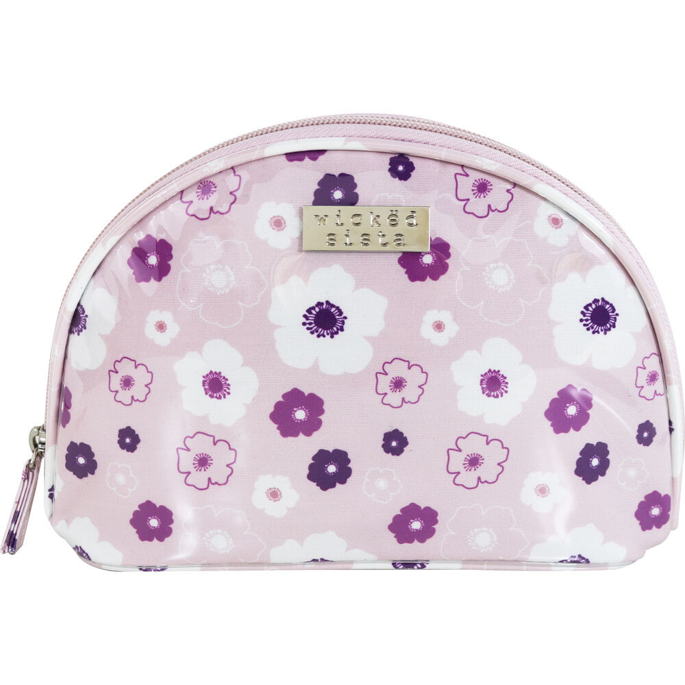 2PK Wicked Sista Seasons Floral Half Round Shell Cosmetic Bag - Pink