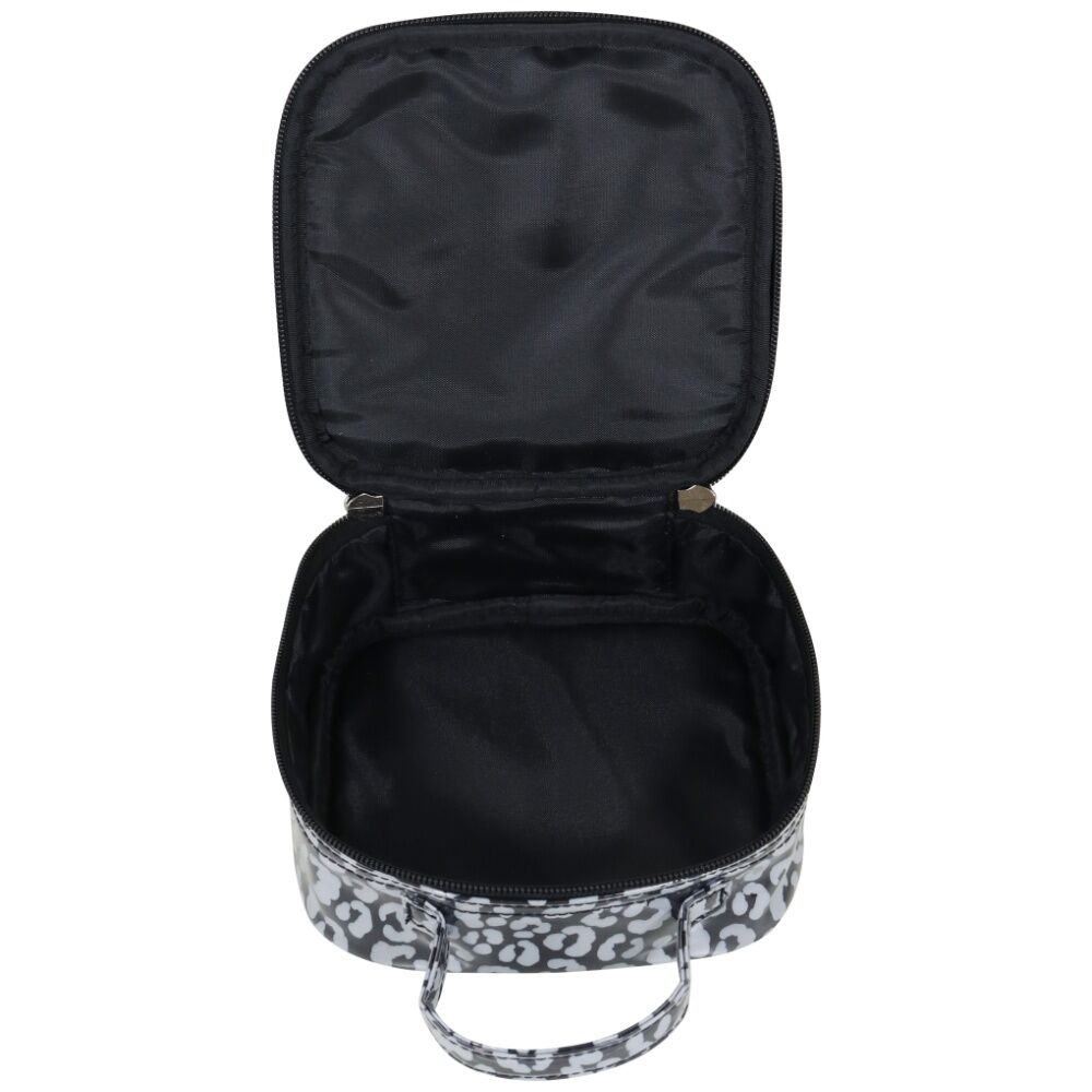 Wicked Sista Watercolour Leopard Square Carry Bag Cosmetic Small - Black/Grey