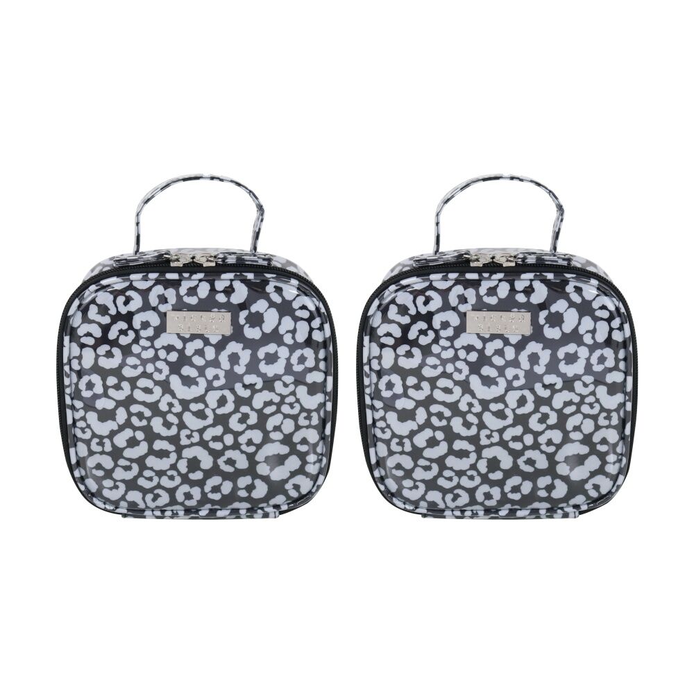 2PK Wicked Sista Watercolour Leopard Square Carry Bag Small - Black/Grey