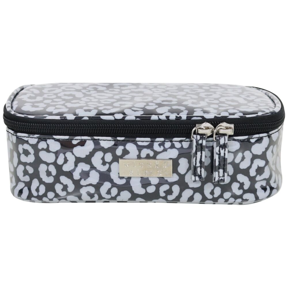 Wicked Sista Watercolour Leopard Brush Bag Cosmetic Rectangle - Black/Grey