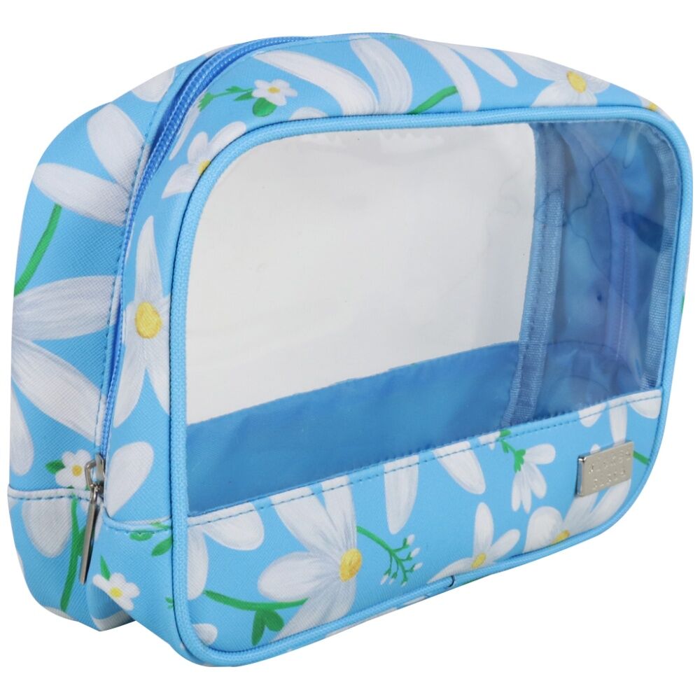Wicked Sista Clear Cos Bag Cosmetic Makeup Organiser - Daisy Blue