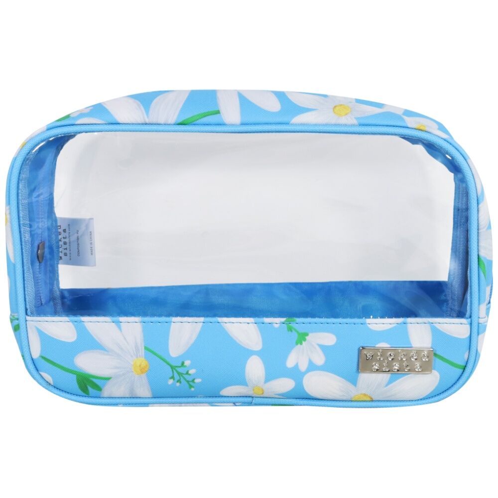 2PK Wicked Sista Clear Cos Bag Cosmetic Makeup Organiser - Daisy Blue