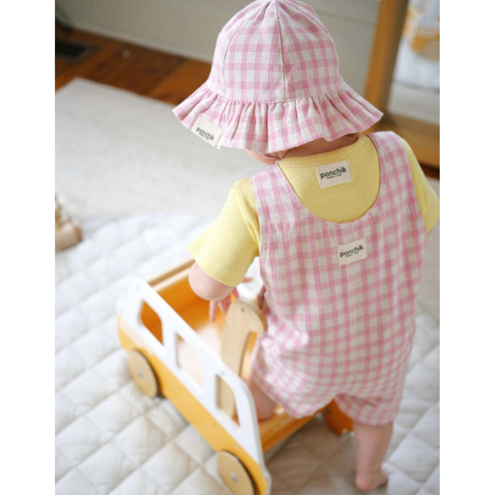 Ponchik Cotton Dungaree Overalls Fairy Floss Gingham Size 5y