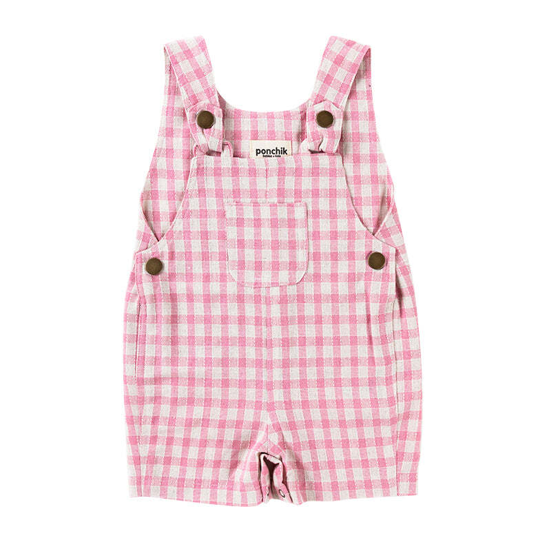 Ponchik Cotton Dungaree Overalls Fairy Floss Gingham Size 7y
