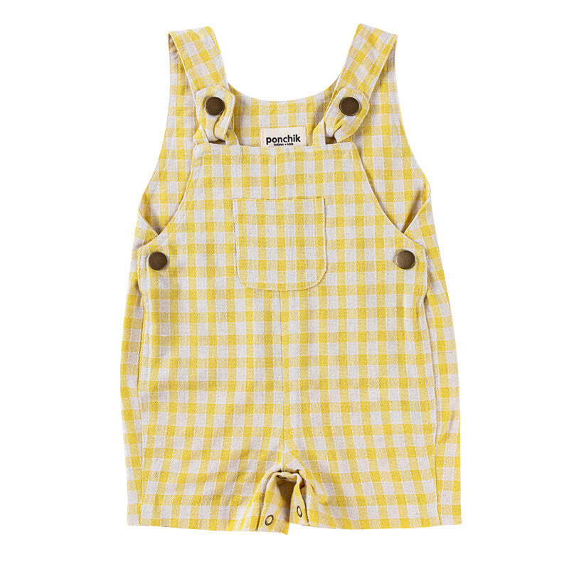 Ponchik Cotton Dungaree Overalls Sunshine Gingham Size 2y