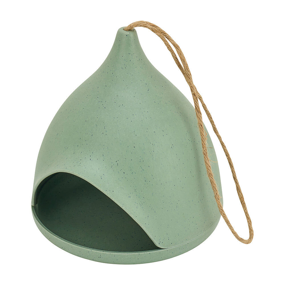 Annabel Trends Bamboo Igloo Bird House Feeder Food Container 21cm Green