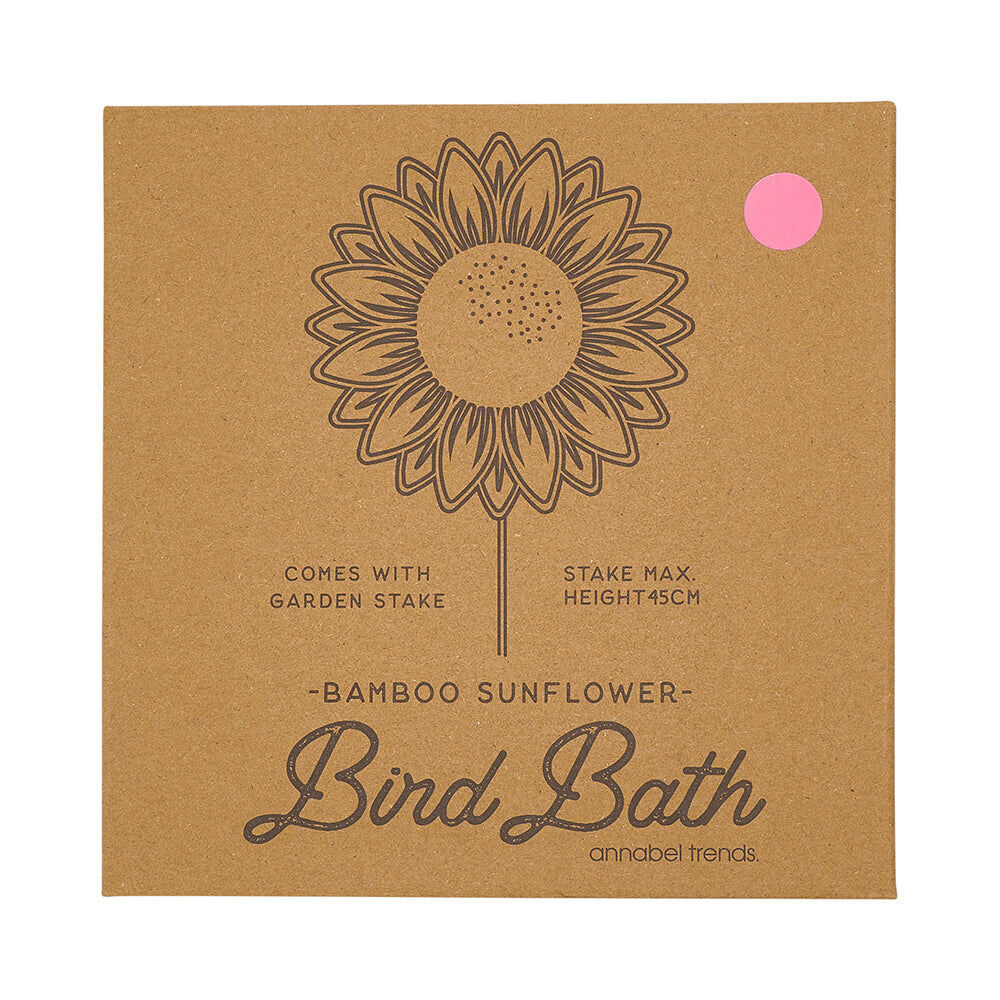 Annabel Trends Bamboo Bird Bath Sunflower w/ Iron Stand 60cm Pink