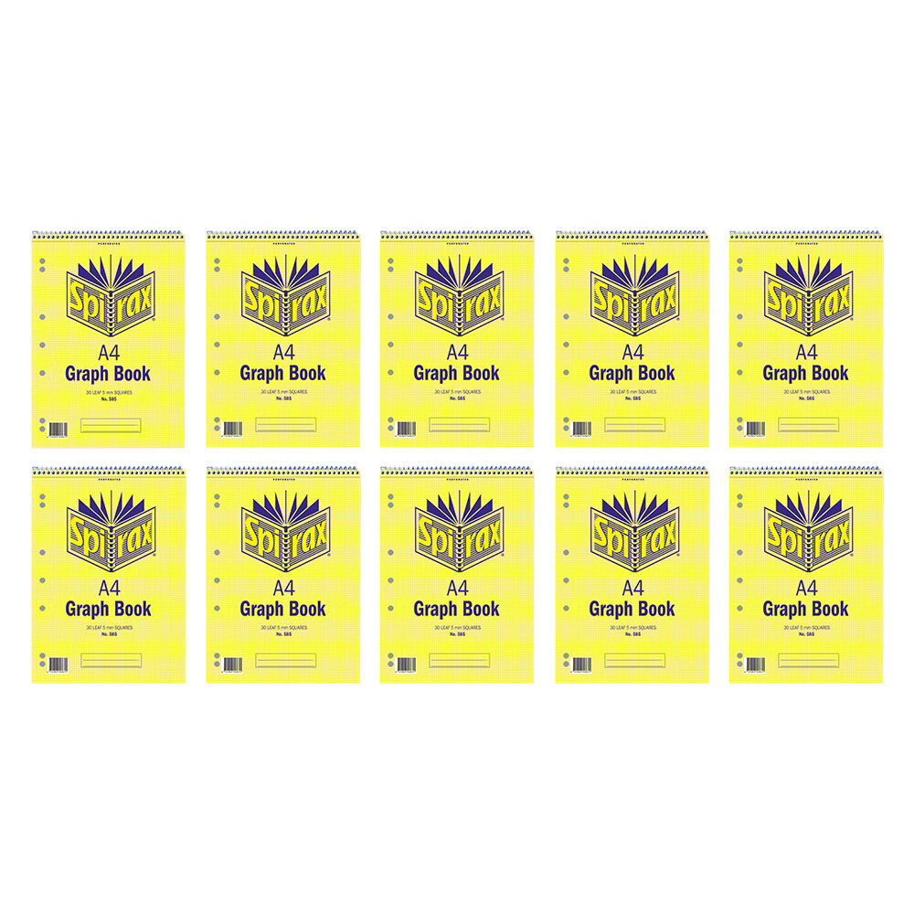 10PK Spirax 585 Graph Book A4 30 Pages 5mm Square Yellow