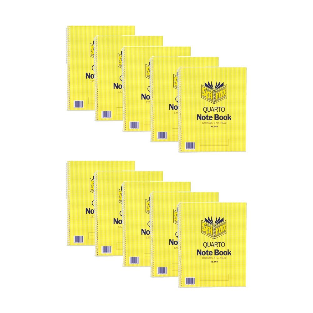 10PK Spirax 593 Quatro Spiral Bound Writing Notebook 120 Pages 252x200mm