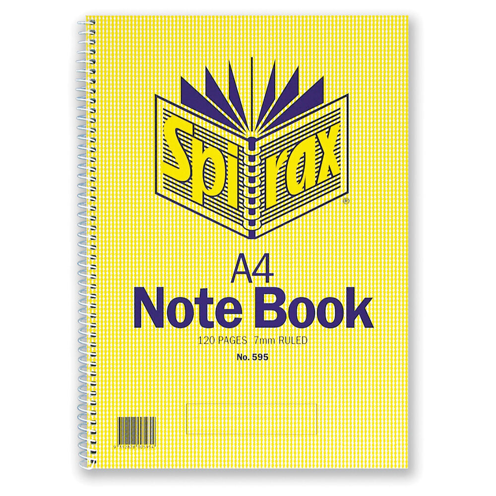 10PK Spirax 595 Spiral Writing Notebook A4 120 Pages 7mm Ruled Yellow
