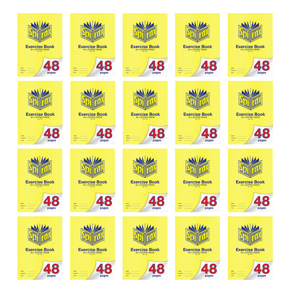 20PK Spirax 101 Exercise Book A4 48 Pages 9mm Dotted Thirds Yellow