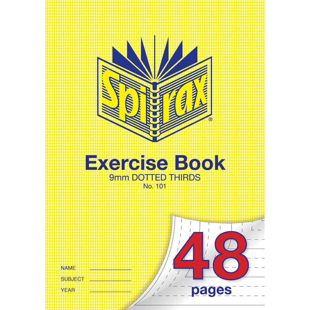 20PK Spirax 101 Exercise Book A4 48 Pages 9mm Dotted Thirds Yellow