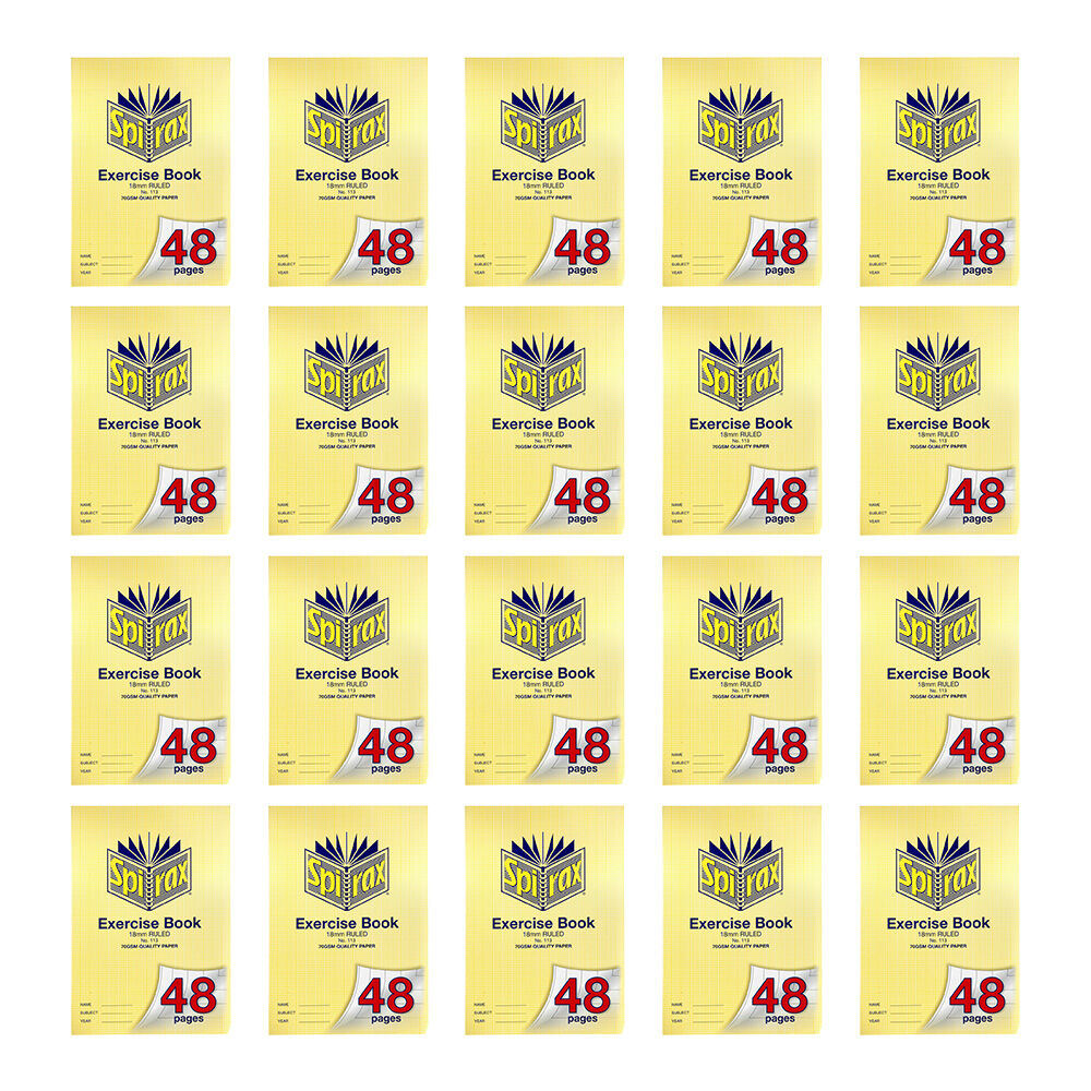 20PK Spirax 113 Exercise Book A4 48 Pages 18mm Ruled Yellow