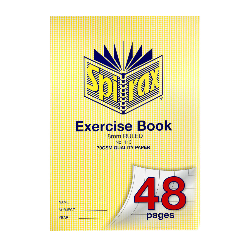 20PK Spirax 113 Exercise Book A4 48 Pages 18mm Ruled Yellow
