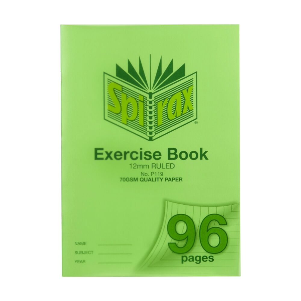 5PK Spirax P119 A4 12mm Ruled Red Margin 70gsm Exercise Writing Book 96 Pages