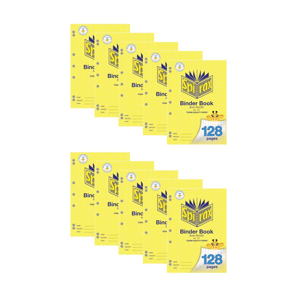 10PK Spirax 127 A4 Binder 70gsm School Writing Notebook 128 Pages