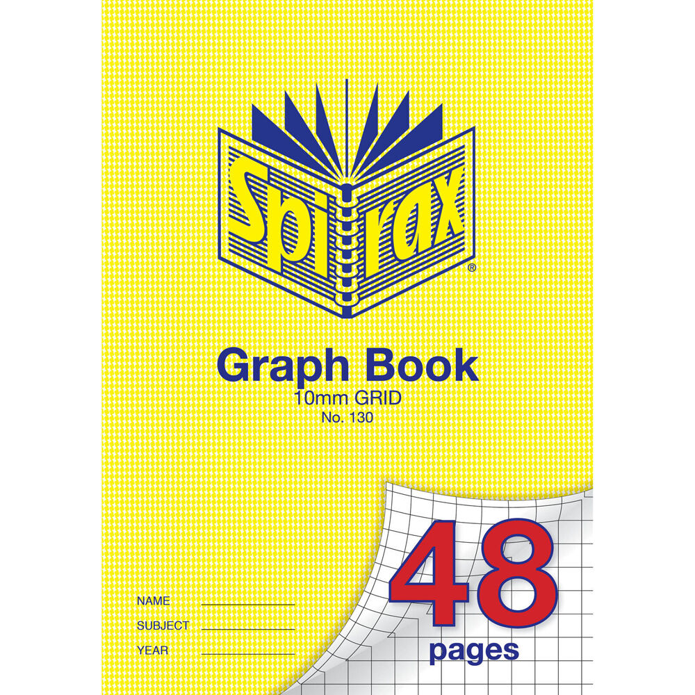 20PK Spirax 130 Graph Book A4 48 Pages 10mm Grid Notebook Yellow