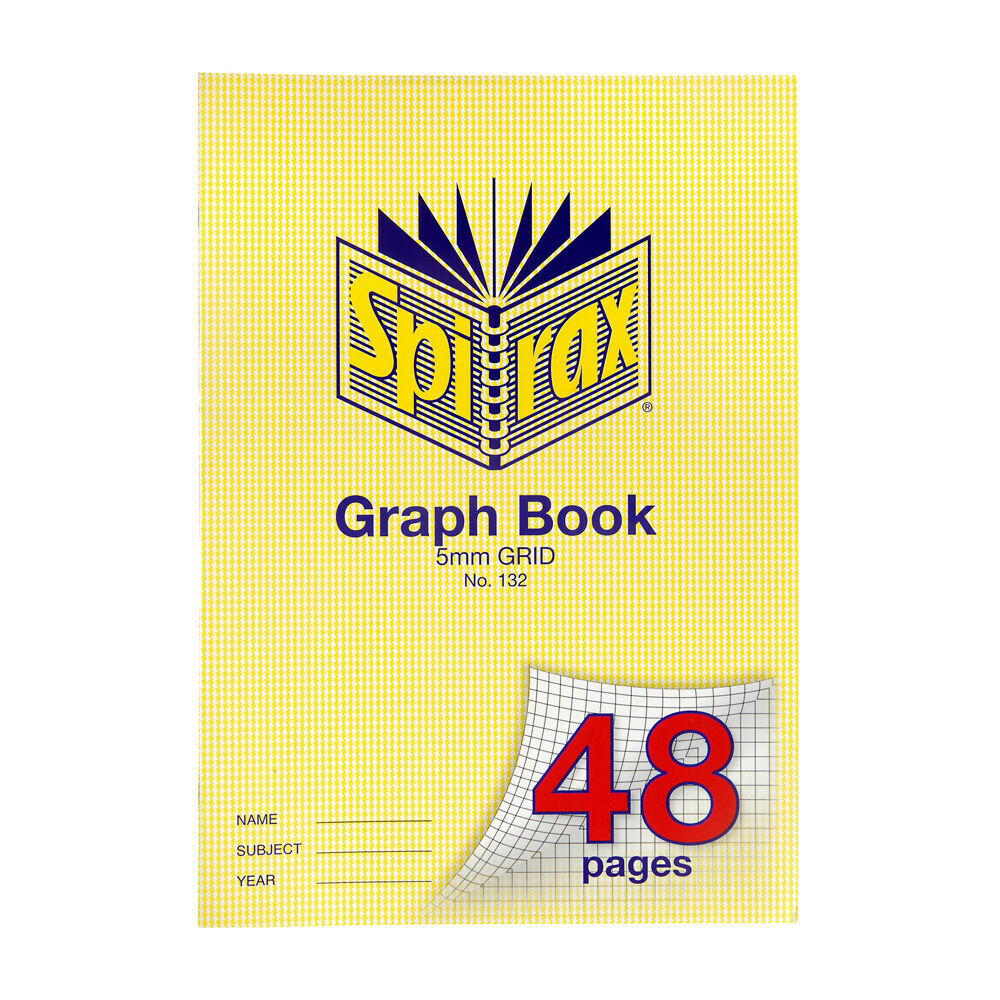 20PK Spirax 132 Graph Book A4 48 Pages 5mm Grid Notebook Yellow