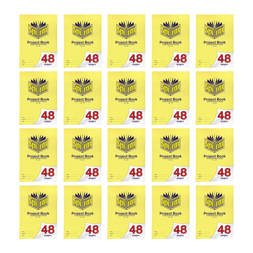 20PK Spirax 142 Project Book A4 48 Pages 18mm Dotted Thirds Yellow
