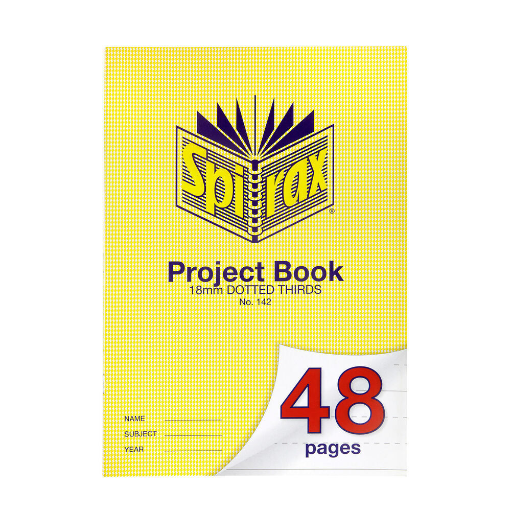 20PK Spirax 142 Project Book A4 48 Pages 18mm Dotted Thirds Yellow
