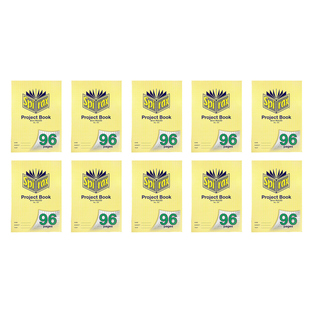 10PK Spirax 144 Project Book A4 96 Pages 8mm Ruled Yellow