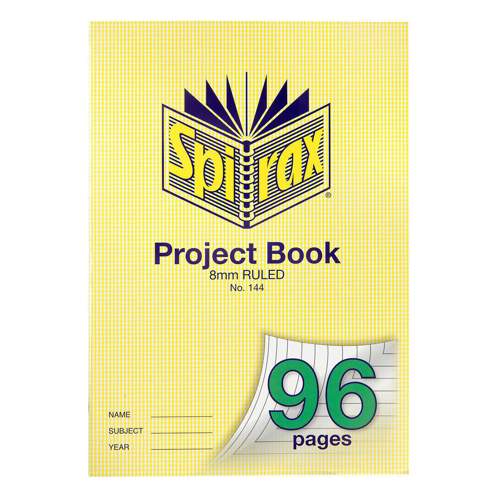 10PK Spirax 144 Project Book A4 96 Pages 8mm Ruled Yellow