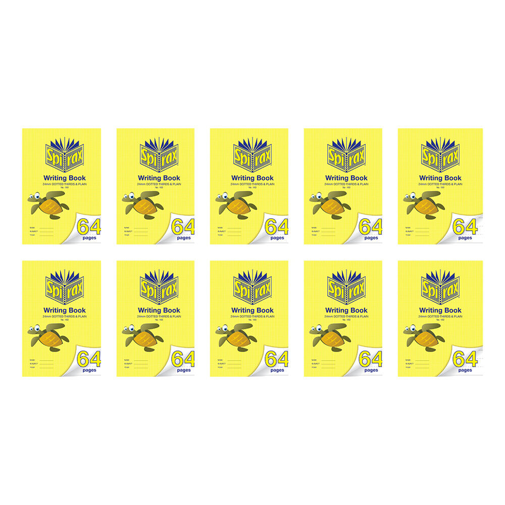 10PK Spirax 163 Writing Book 33.5x24cm 64 Pages 24mm Dotted Thirds Yellow