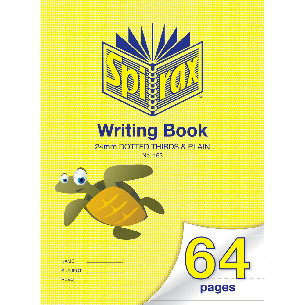 10PK Spirax 163 Writing Book 33.5x24cm 64 Pages 24mm Dotted Thirds Yellow