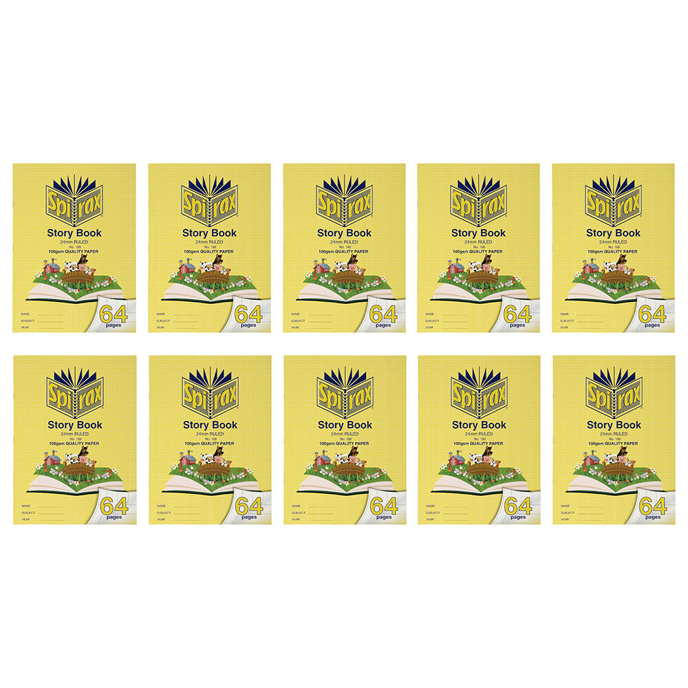 10PK Spirax 169 Story Book 33.2x24cm 64 Pages 24mm Ruled 100GSM Yellow