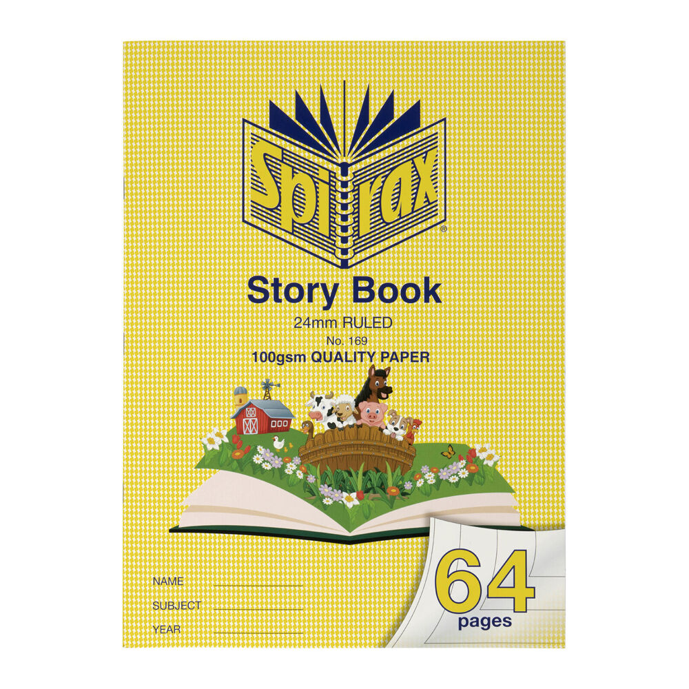 10PK Spirax 169 Story Book 33.2x24cm 64 Pages 24mm Ruled 100GSM Yellow