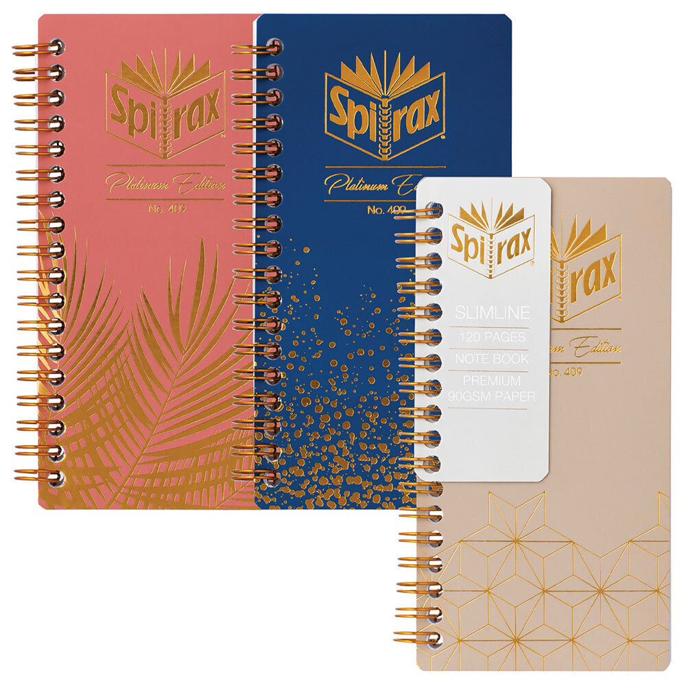 12PK Spirax Platinum Slimline Writing Notebook 120-Pages Assorted