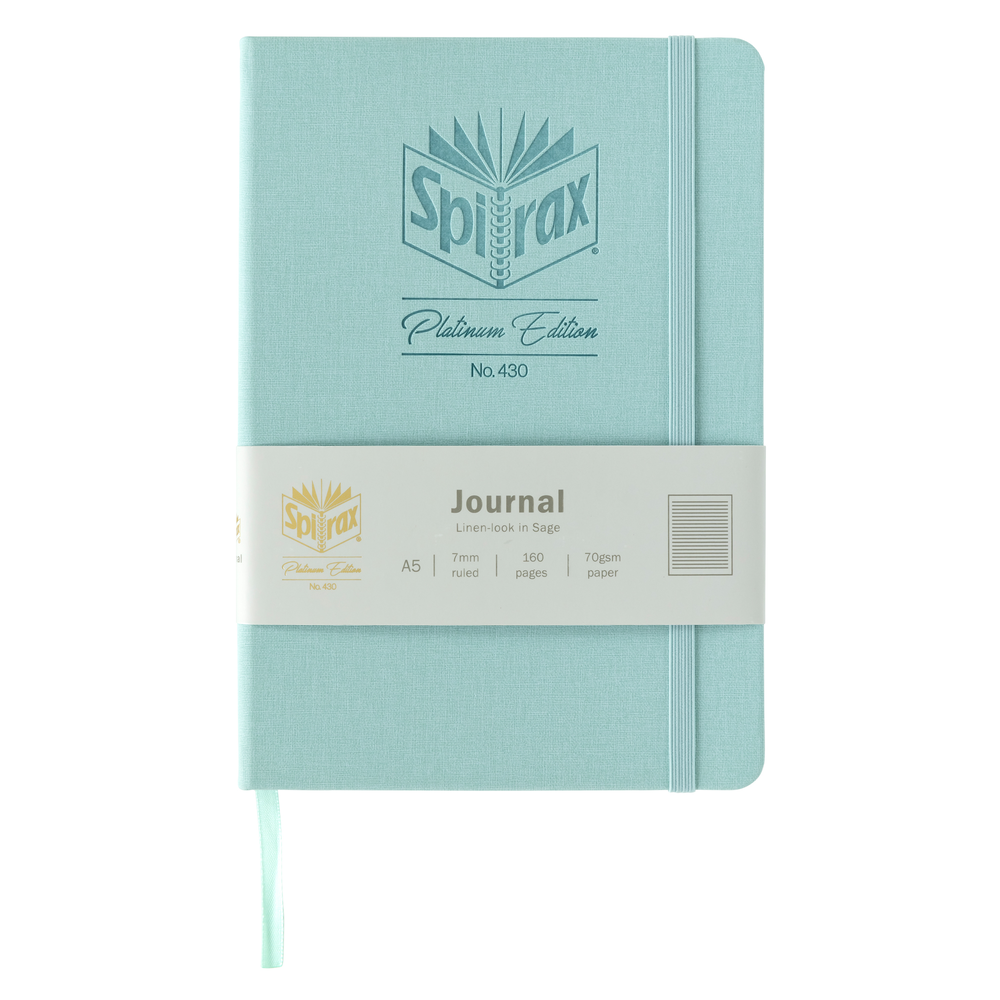 4PK Spirax Platinum Inspo A5 Linen-Look Journal 160 Page Green