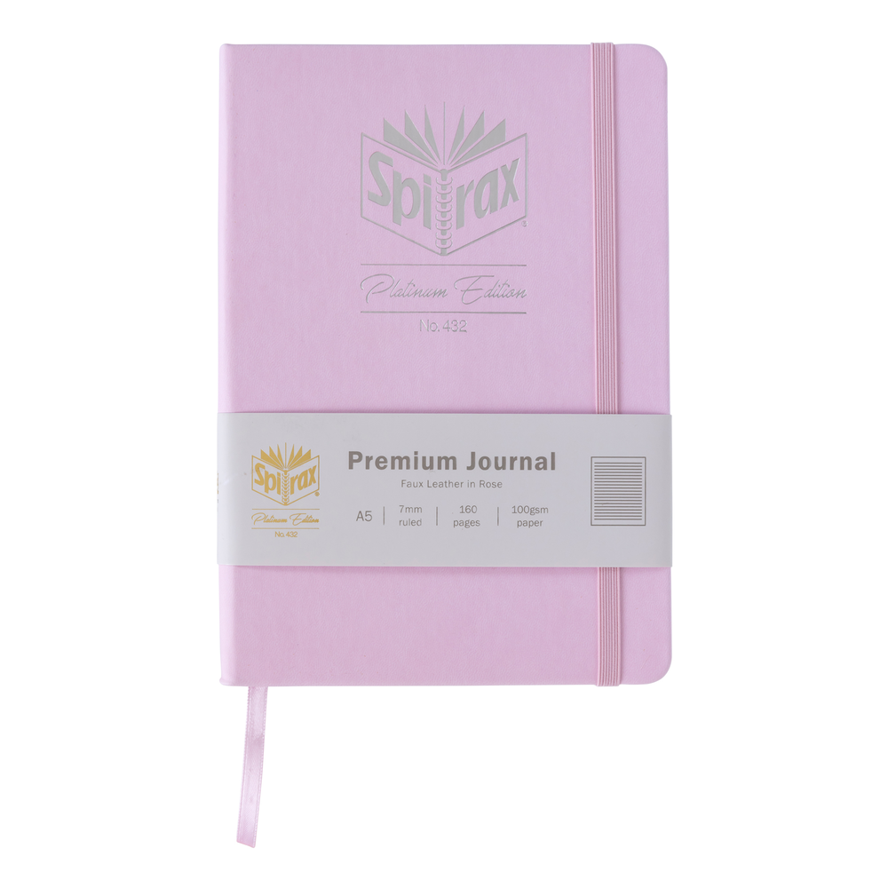 2PK Spirax Platinum Inspo A5 Linen-Look Journal 160 Page Pink
