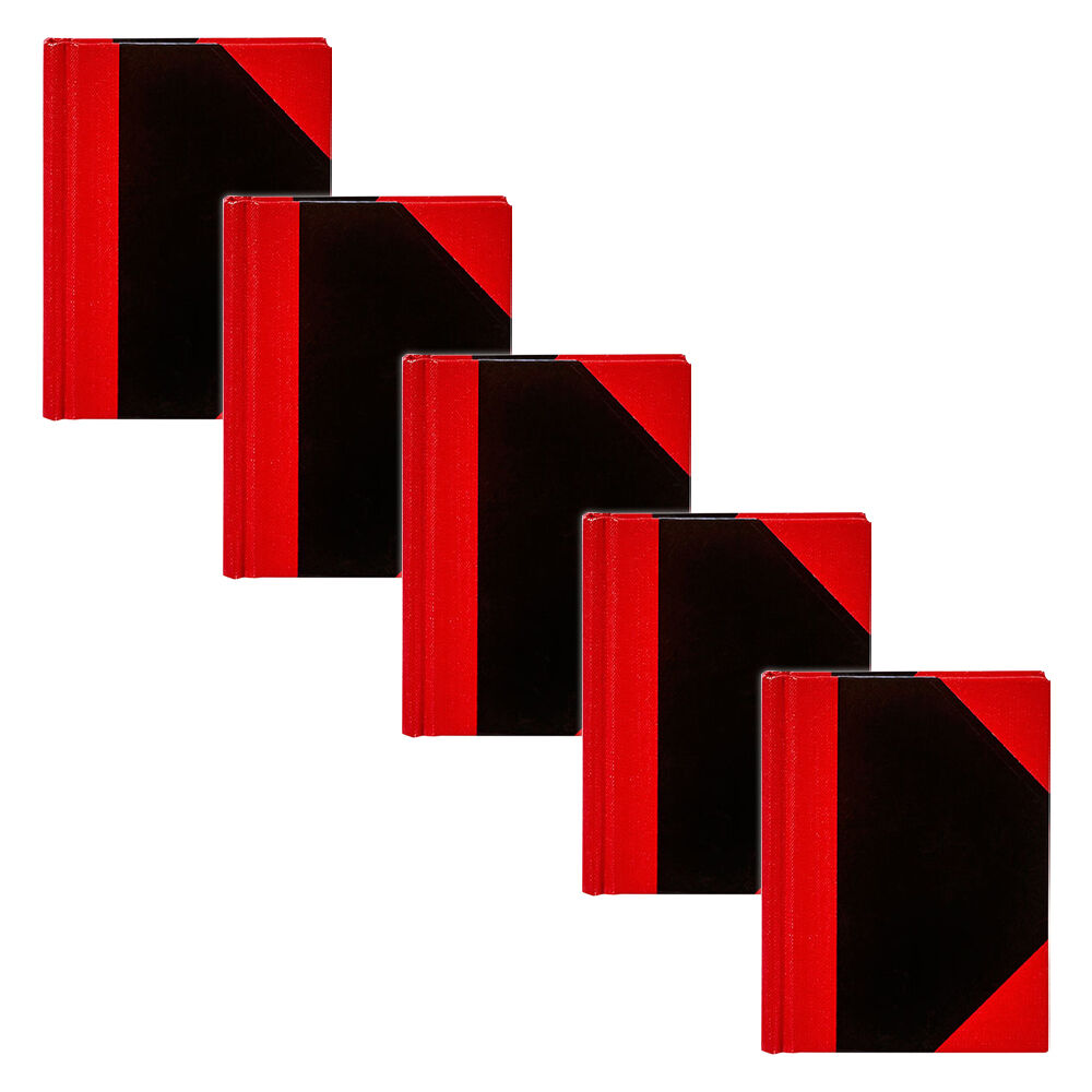 5PK Spirax A4 Writing Notebook 200-Pages Black/Red