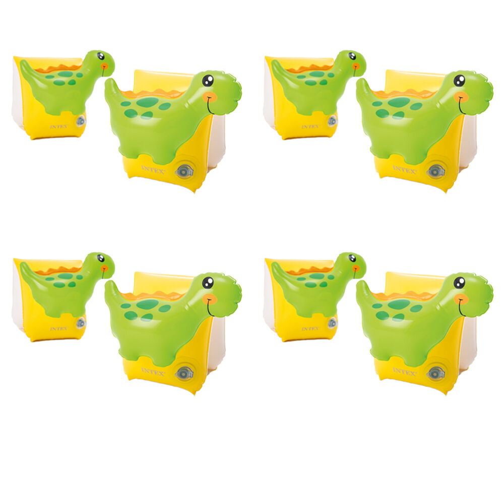 4PK Intex Inflatable Dinosaur Arm Bands 3D Design Kids Safety Floatation Device 3-6y