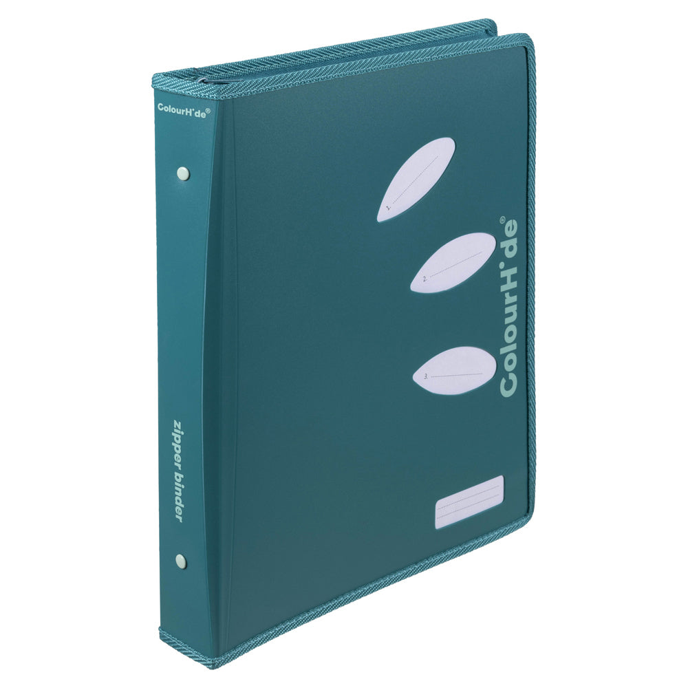 2PK Colourhide 48cm Zipper Binder File/Document Organiser Teal Green