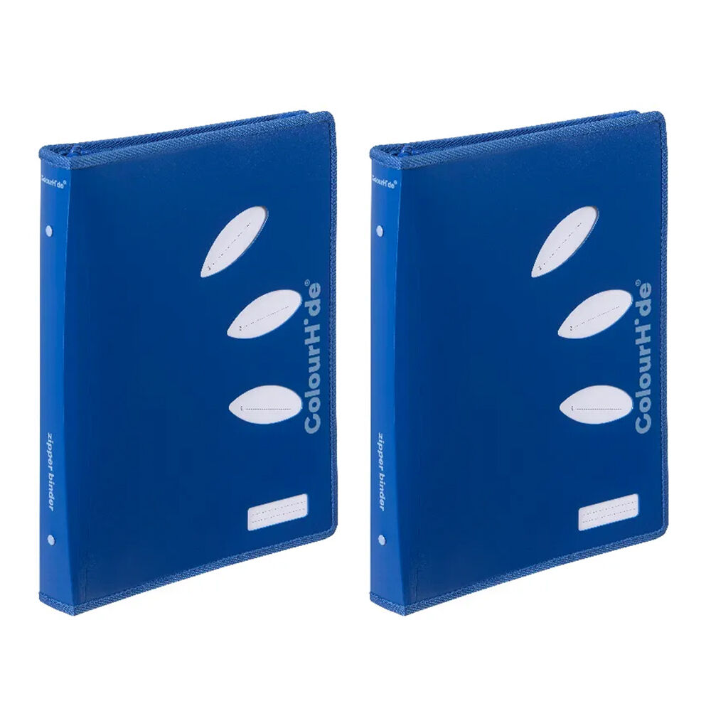 2PK Colourhide 48cm Zipper Binder File/Document Organiser Blue