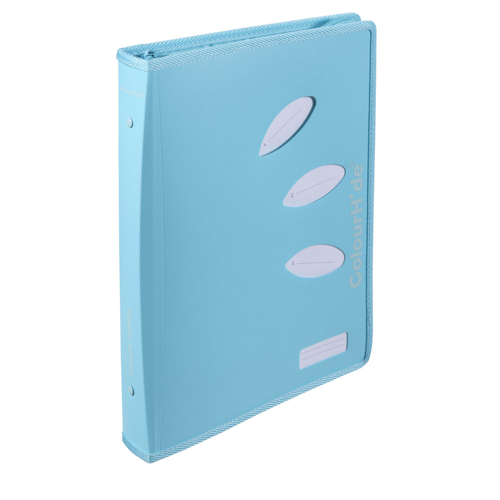 2PK Colourhide 48cm Zipper Binder File/Document Organiser Sky Blue