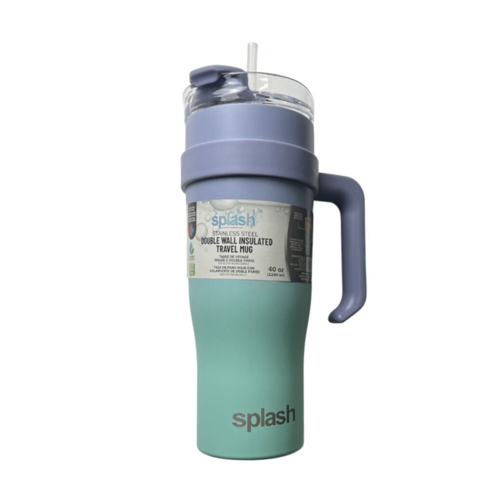 Splash Double Wall Insulated Travel Mug w/ Handle 1.2L Dual Colour Assorted