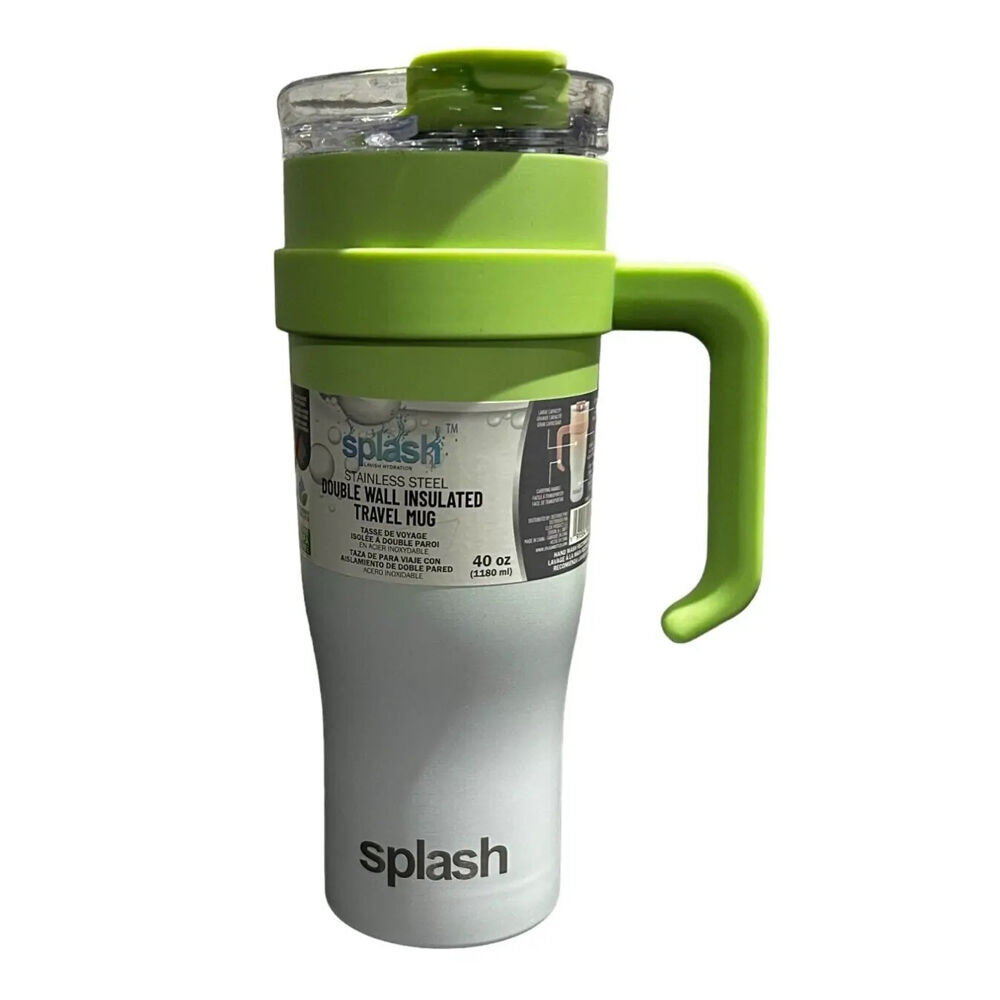 2PK Splash Double Wall Insulated Travel Mug w/ Handle 1.2L Dual Colour Assorted