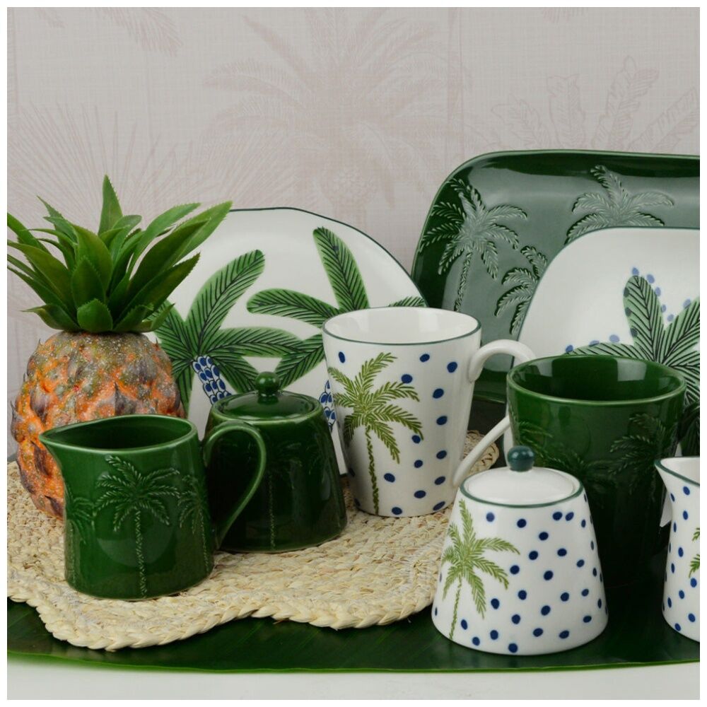 2pc Annabel Trends Coconut Bay Coffee Tea Drinking Mug Set 350ml Green Palm