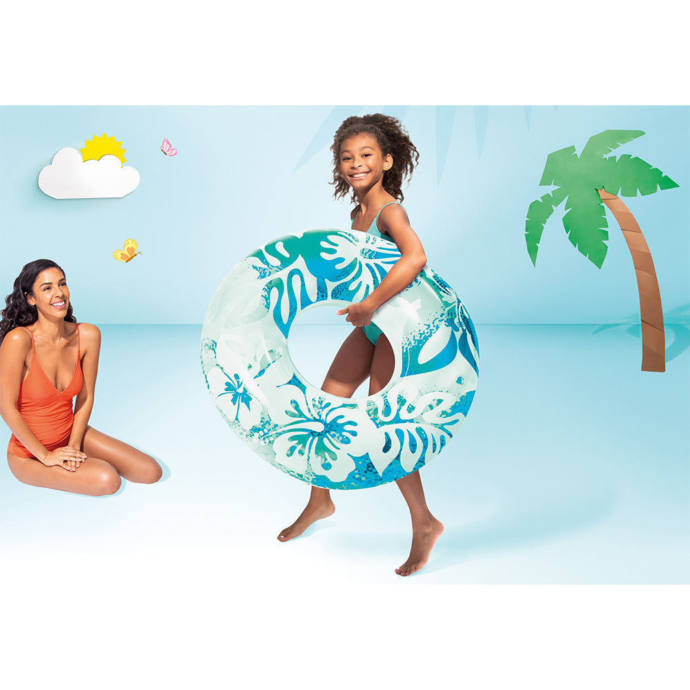 4PK Intex Clear Tropical Colour 91cm Inflatable Pool Swim Tube - Assorted