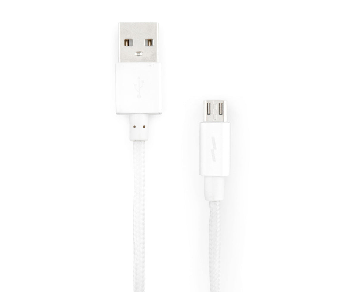 3PK Carter 2m Micro USB To USB Nylon Cable - White